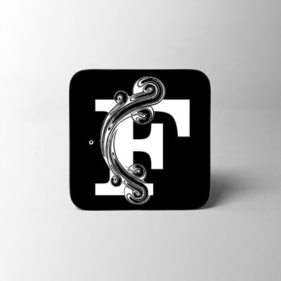 Black Letter F Alphabet Coaster