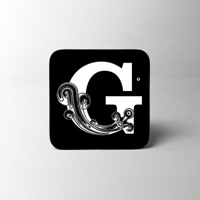 Black Letter G Alphabet Coaster
