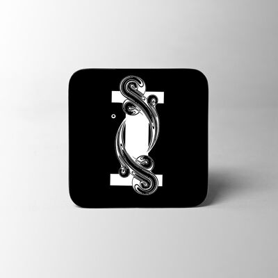 Black Letter I Alphabet Coaster