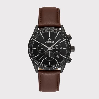 Valmont Companion Chrono, black / brown leather