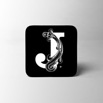 Black Letter J Alphabet Coaster