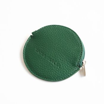 MINI MAO le porte-monnaie rond en cuir vert 3