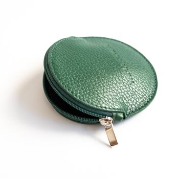 MINI MAO le porte-monnaie rond en cuir vert 2