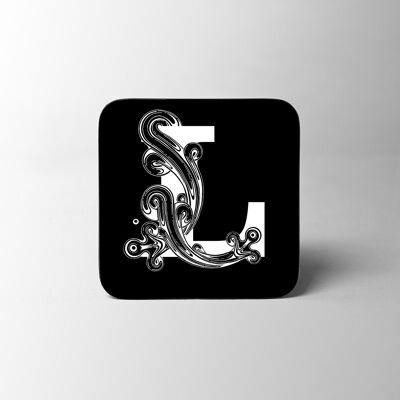 Black Letter L Alphabet Coaster