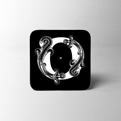 Black Letter O Alphabet Coaster