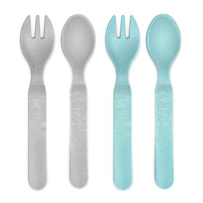 Growing Cutlery, 4 pieces, blue / grey