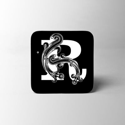 Black Letter R Alphabet Coaster