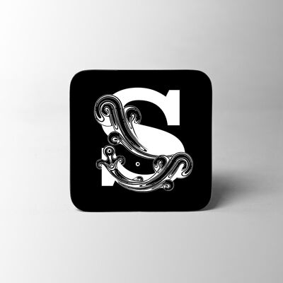 Black Letter S Alphabet Coaster