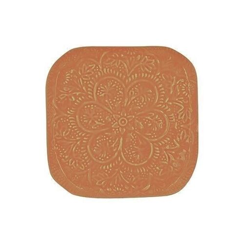 Plateau en métal émaillé terracotta d26cm kheira