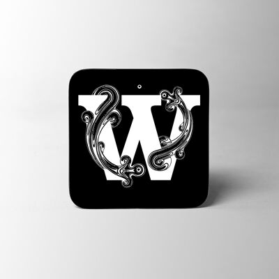 Black Letter W Alphabet Coaster