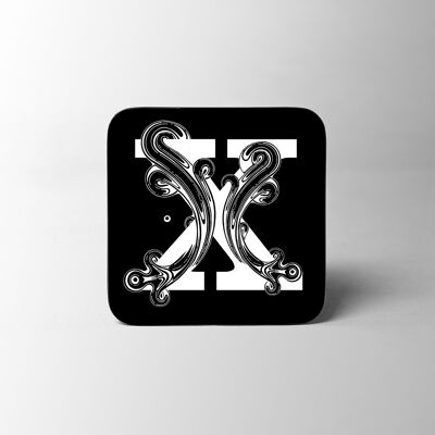 Black Letter X Alphabet Coaster