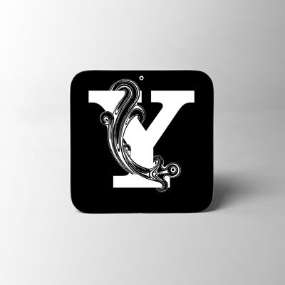 Black Letter Y Alphabet Coaster