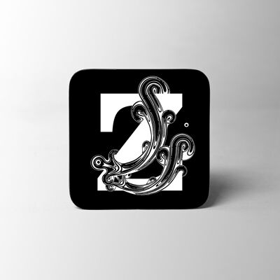 Black Letter Z Alphabet Coaster
