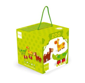 Scratch Preschool: 3 ANIMAUX DE SAFARI magnétiques ROULETTES 14x2x11cm, avec chameau, crocodile et giraffe et une paire de roues, en boîte, 18m+ 3