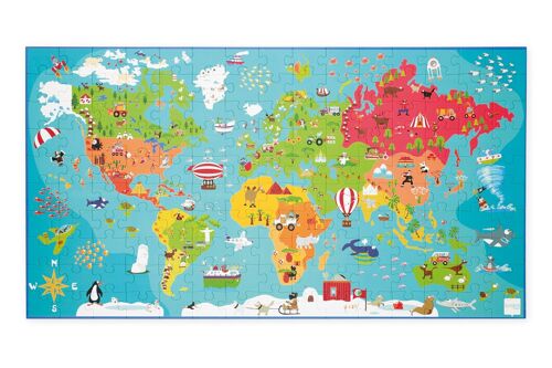 Scratch Puzzle XXL 150pcs: CARTE DU MONDE 91x48.5cm, en boîte diam.26xH12cm, 6+