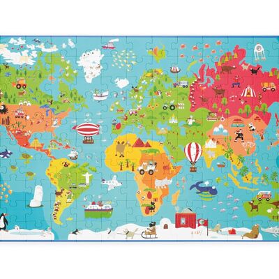 Scratch Puzzle XXL 150pcs: CARTE DU MONDE 91x48.5cm, en boîte diam.26xH12cm, 6+