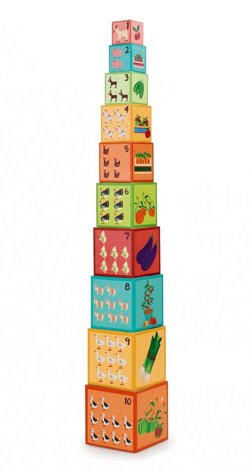 Scratch Build&amp;Play: PYRAMIDE Ferme 10 pièces 15.5x15.5xH107cm, en carton, en boîte, 12m+