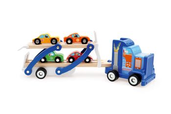 Scratch Preschool: CAMION CONTILOOP 38x10x12cm, 4 voitures inclues, en bois, en boîte, 3+ 2
