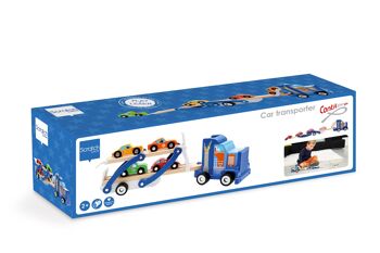 Scratch Preschool: CAMION CONTILOOP 38x10x12cm, 4 voitures inclues, en bois, en boîte, 3+ 3