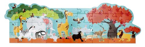 Scratch Puzzle 36pcs: PUZZLE DE SOL/SAFARI 100x33cm, en boîte diam.26xH12cm, 3+