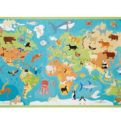 Scratch Puzzle XXL 100pcs: ANIMAUX DU MONDE 92x50cm, en boîte diam.26xH12cm, 5+