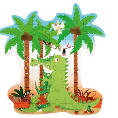 Scratch Puzzle 36pcs: CONTOUR PUZZLE/CROCODILE 49x47.4x0.25cm, en boîte forme 28.7x22.3x6.5cm, 3+