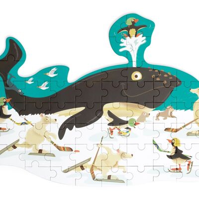 Scratch Puzzle 60pcs: CONTOUR PUZZLE/BALEINE 61.7x41.9x0.25cm, en boîte forme 30x19.6x6.5cm, 4+