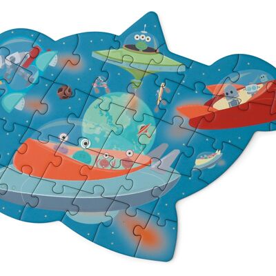 Scratch Puzzle Compact 31pcs: CONTOUR PUZZLE/ESPACE 32,6x23,5cm, en boîte forme 16x16x4cm, 3+