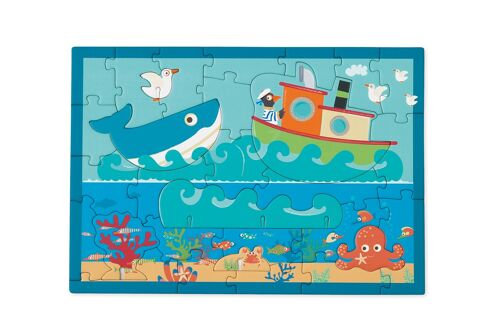 Scratch PlayPuzzle 30pcs: 3D OCÉAN 33x23,1cm, en boîte forme 20x20x4,5cm, 3+