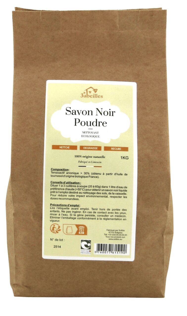 Jabón negro en polvo 1KG ✓ 1kg = 15L de jabón negro líquido ✓