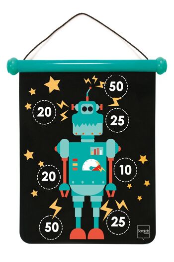 Scratch Active Play: JEU DE FLÉCHETTES MAGNÉTIQUES medium / Robot 40x31cm, imprimé en double face, en tube, 5+ 1