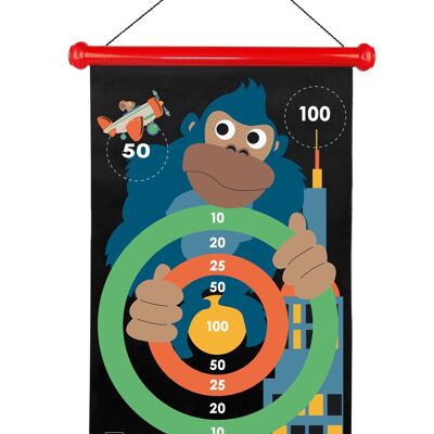 Scratch Active Play: JEU DE FLÉCHETTES MAGNÉTIQUES Monkeytown 36x55cm, imprimé en double face, en tube, 5+