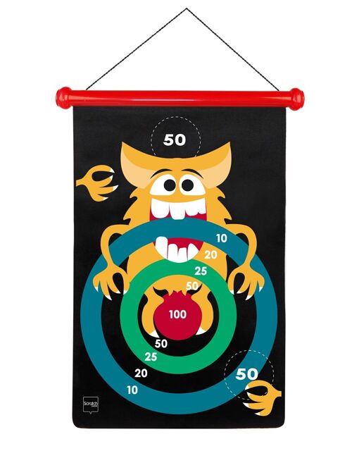 Scratch Active Play: JEU DE FLÉCHETTES MAGNÉTIQUES Monstres Fous 36x55cm, imprimé en double face, en tube, 5+