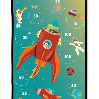 Scratch Active Play: START TO DART Espace 38x60cm, imprimé en double face, avec 6 fléchettes à ventouse, en boîte, 5+