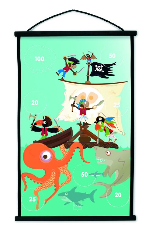 Scratch Active Play: START TO DART Pirate 38x60cm, imprimé en double face, avec 6 fléchettes à ventouse, en boîte, 5+