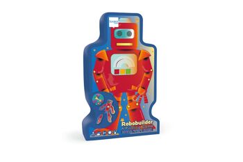 Scratch Jeu: ROBOBUILDER / JEU DE PUZZLE 21.7x19.3cm, avec 4 puzzles différentes (6pcs de chaque) et une plaque tournante diam.14.3cm, en boîte forme 16.6x29.6x6.5cm, 3+ 3