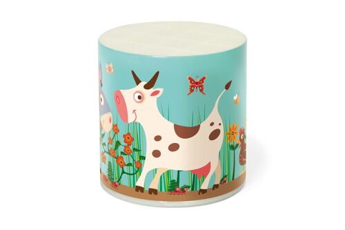 Scratch Classics: Boîte Meuh (mécanique) VACHE Marie "RÉTRO" diam.6xH6cm, en présentoir, 3+