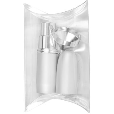 Atomiseur de poche argent pour 4 ml + entonnoir argent en coffret cadeau