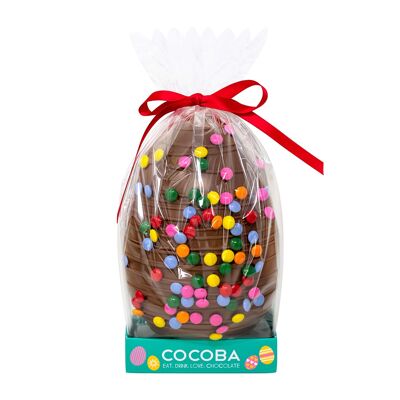 Milk Chocolate Drizzled Easter Egg with Candy Beans