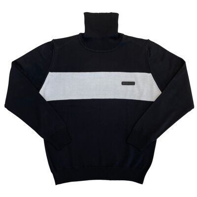 LA PAZ - Gestreifter Rollkragenpullover - SCHWARZ/WEISS