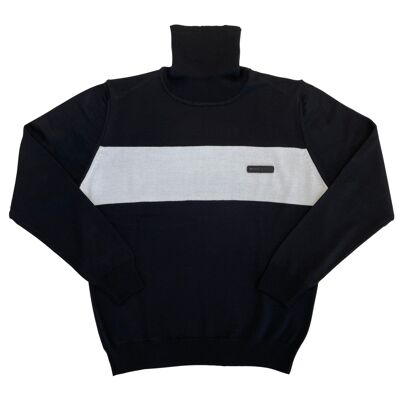 LA PAZ - Striped turtleneck sweater - BLACK/WHITE
