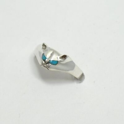 Turquoise and silver cat ring
