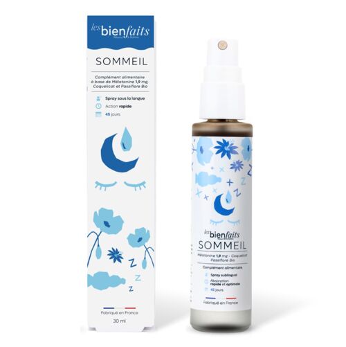 SOMMEIL - Complément alimentaire en spray sublingual à base de plantes, vitamines et mélatonine