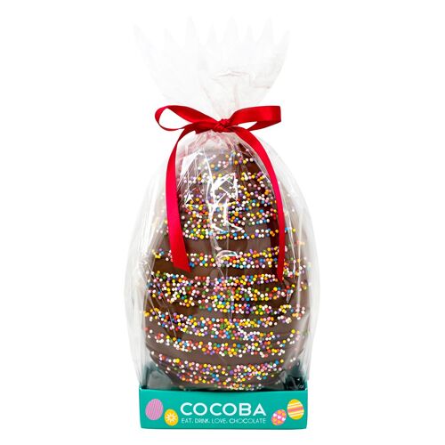 Milk Chocolate Drizzled Easter Egg with Coloured Sprinkles
