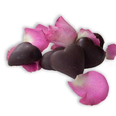 Love Hearts, chocolate rosa sólido, granel 2,5 kg vegano orgánico