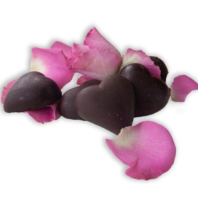 Liebesherzen, feste Rosenschokolade, Bulk 5kg vegan bio