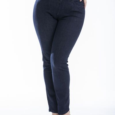 Jeans regular a vita alta con elastico sul retro