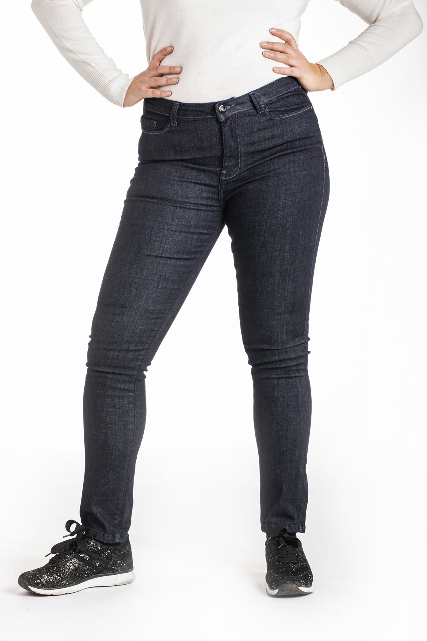 Buy wholesale High waist slim jeans raw stretch denim