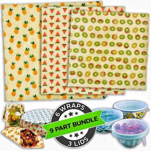 WAFE - Reusable Beeswax Wraps - Tutti Frutti Edition - Pack of 6+3