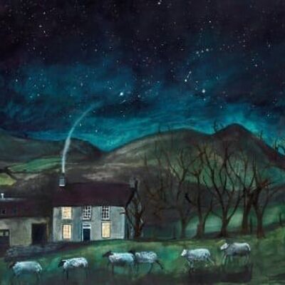 Sheep Under Stars Poster Print